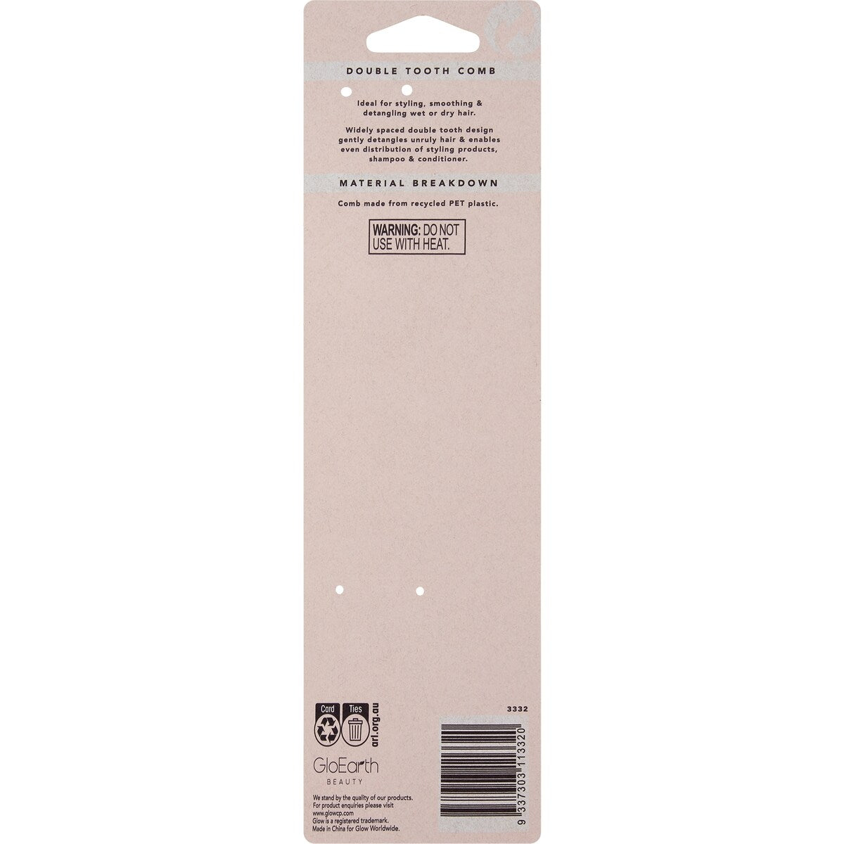 Gloearth Recycled Pet Double Tooth Comb Each