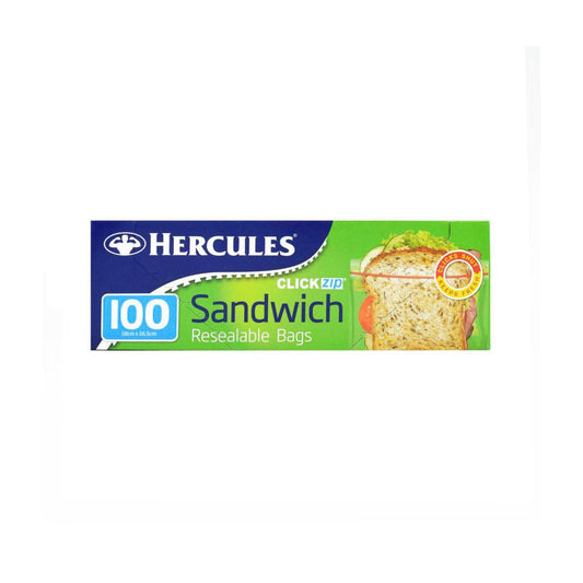 Hercules Clickzip Resealable Sandwich Bags - 100 Pack
