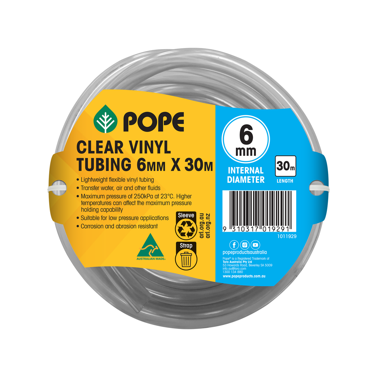 Pope Clear Vinyl Tubing - 6mm x 30m