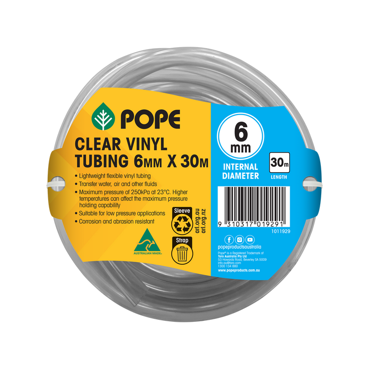 Pope Clear Vinyl Tubing - 6mm x 30m