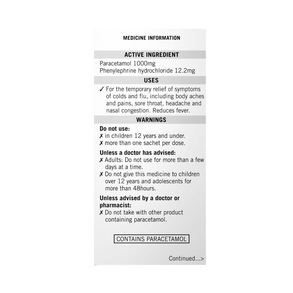 Lemsip Max Decongestant Cold & Flu Hot Drink Honey & Ginger Sachets - 10 pack