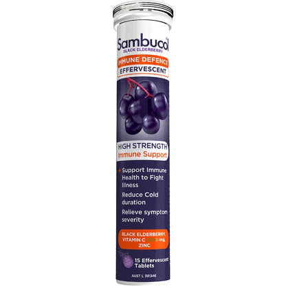 Sambucol Immune Defence Efferevescent Tablets Elderberry 15 Pack