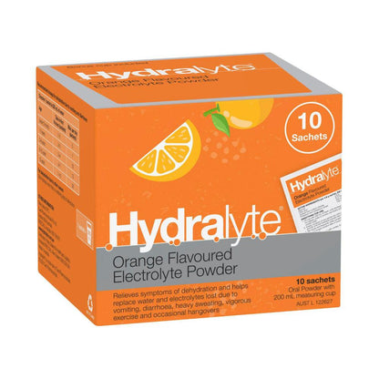 Hydralyte Electrolyte Powder Orange Flavour - 10 pack