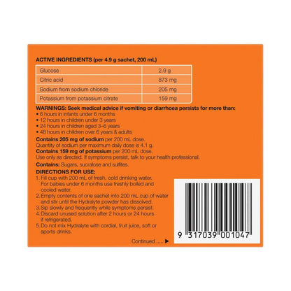Hydralyte Electrolyte Powder Orange Flavour - 10 pack