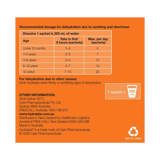 Hydralyte Electrolyte Powder Orange Flavour - 10 pack