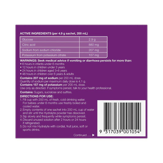 Hydralyte Electrolyte Powder Apple & Blackcurrant - 10 pack