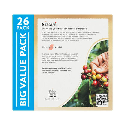 Nescafe Vanilla Latte Coffee Sachets - 26 Pack