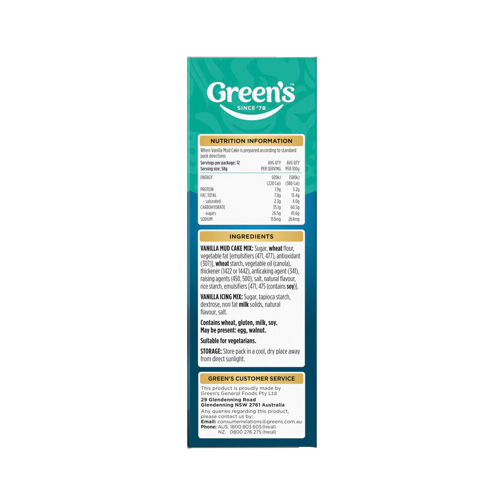 Green's Deluxe Vanilla Mud Cake Mix - 600g