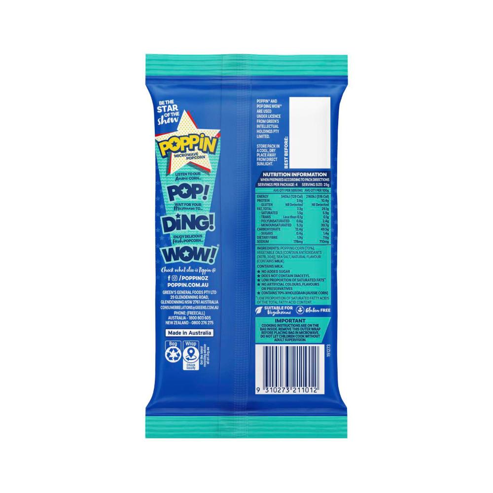 Poppin Microwave Popcorn Sea Salt - 100g