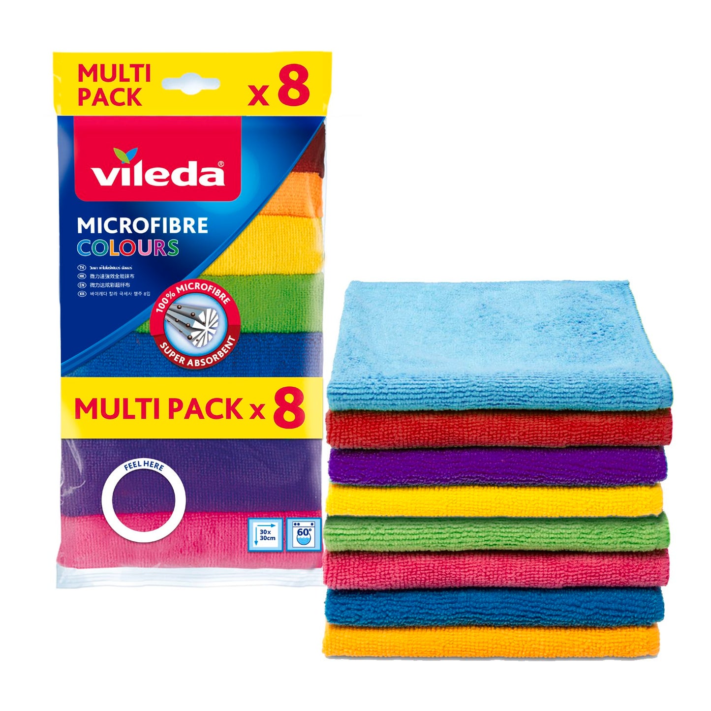 Vileda Muti Pack Microfibre Cloths - 8 Pack