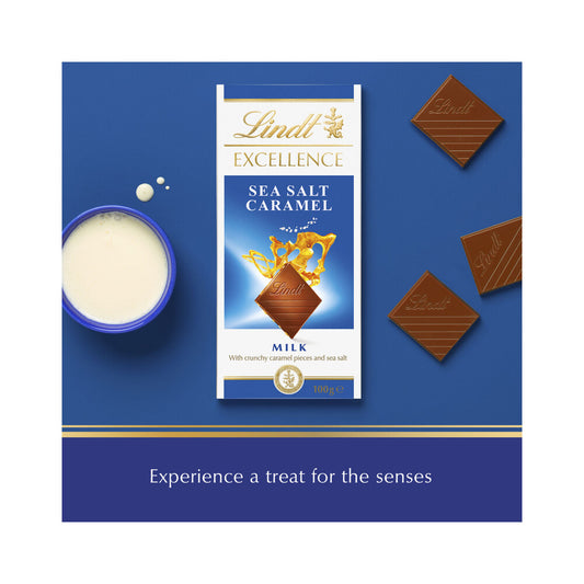 Lindt Excellence Milk Sea Salt Caramel Milk Chocolate Block - 100g