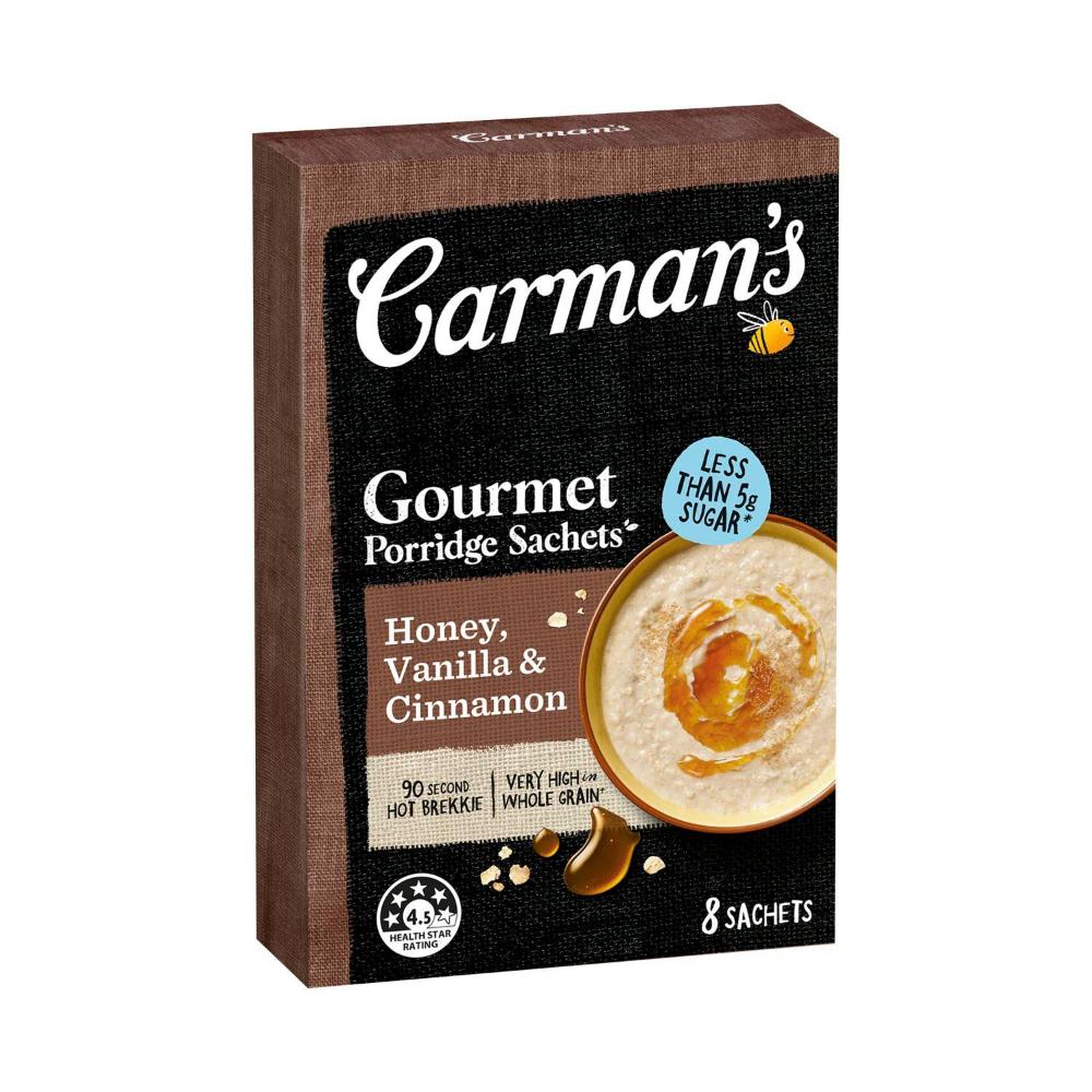 Carman's Porridge Sachets Honey Vanilla & Cinnamon 8 Pack - 320g