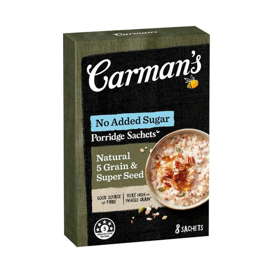 Carman's Porridge Sachets Natural 5 Grain & Super Seed 8 Pack - 320g