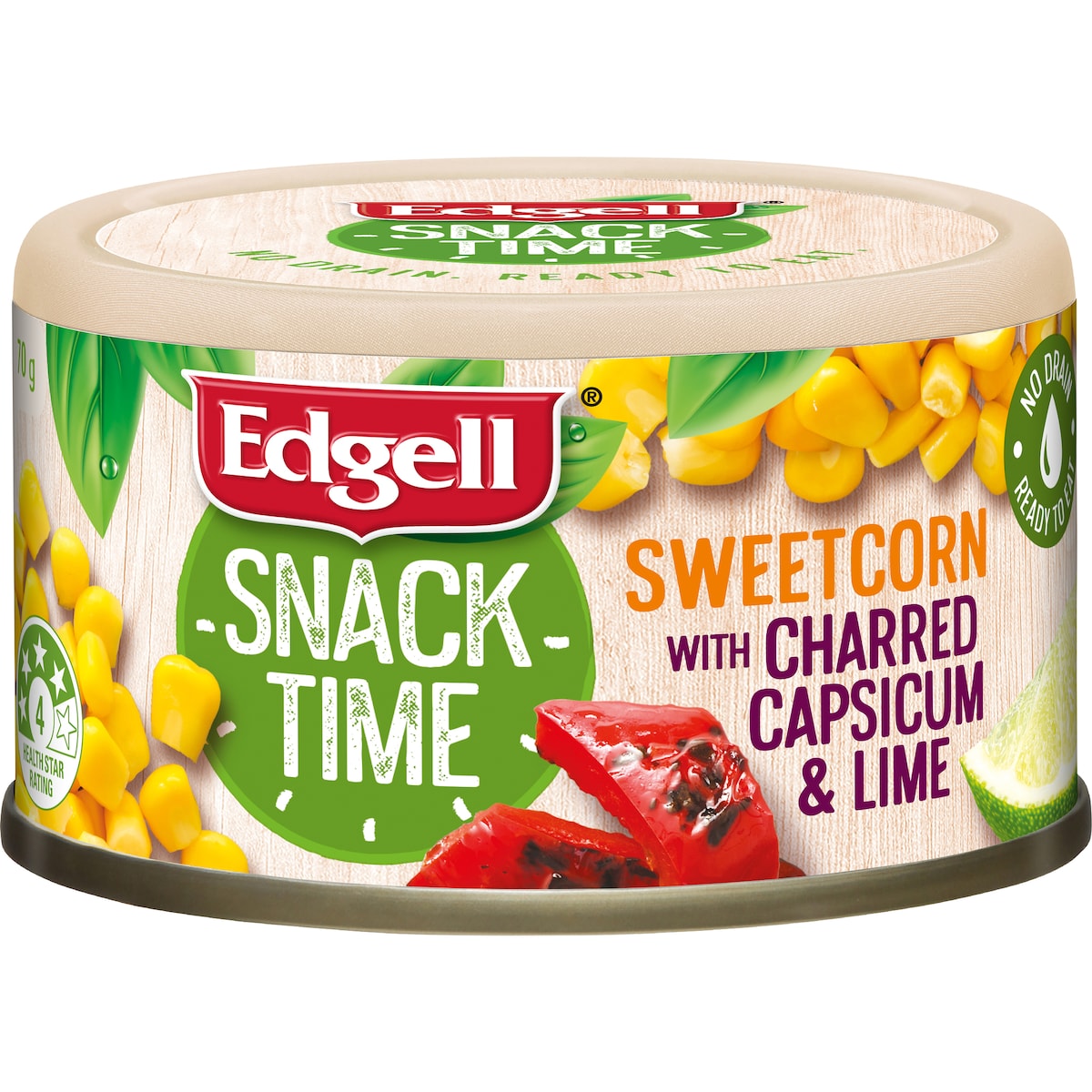 Edgell Snack Time Sweet Corn Salad Topper with Capsicum & Lime 70g