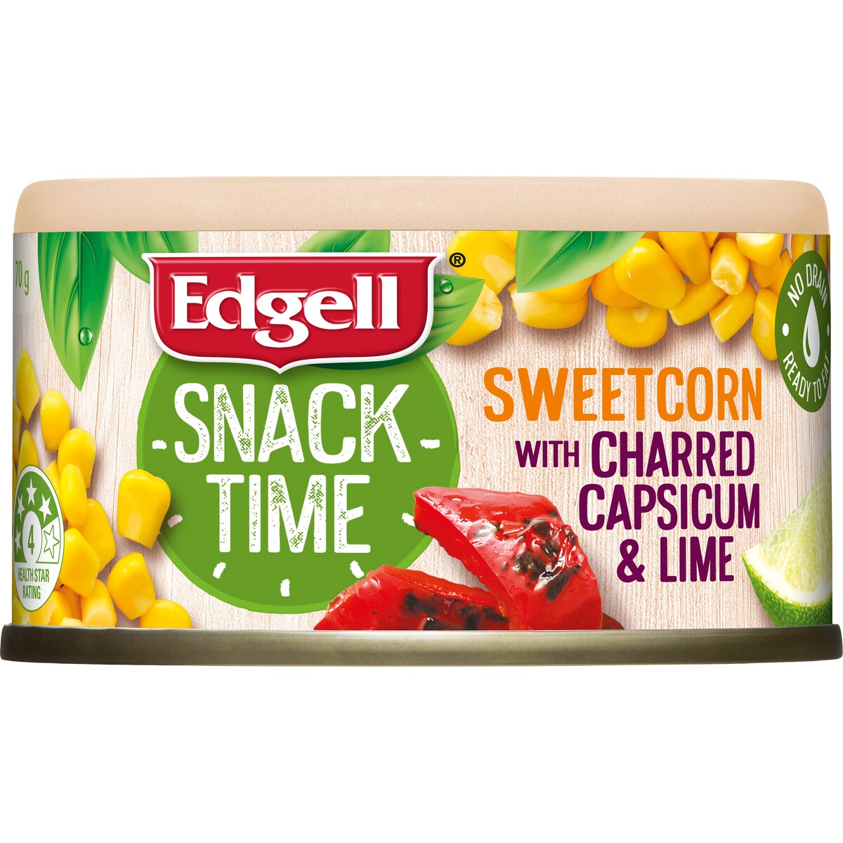 Edgell Snack Time Sweet Corn Salad Topper with Capsicum & Lime 70g