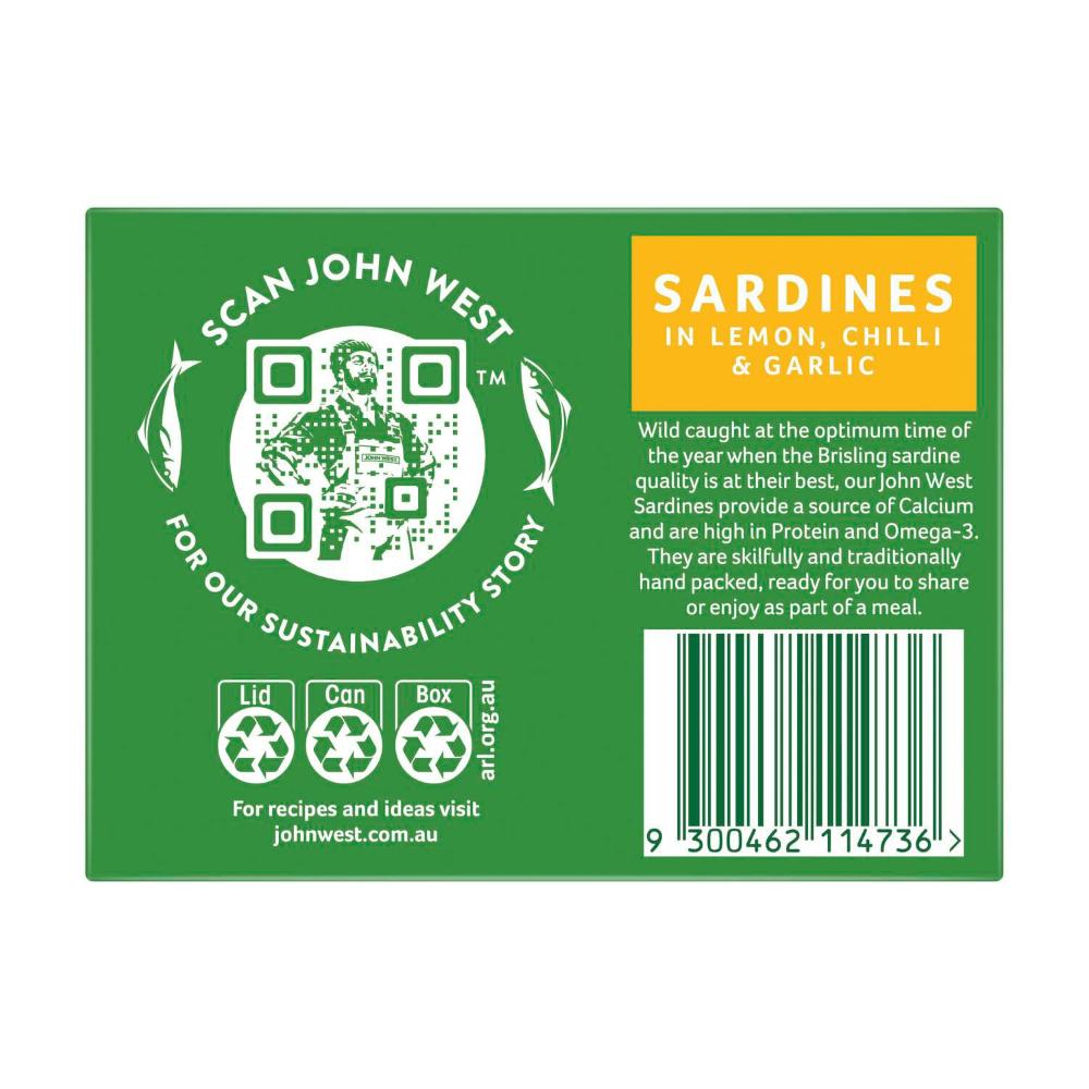 John West Sardines With Lemon Chilli & Garlic - 110g