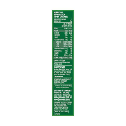 John West Sardines With Lemon Chilli & Garlic - 110g