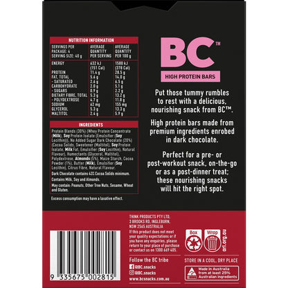 BC Snacks High Protein Dark Chocolate Almond Bars Multipack 40g x 4 pack