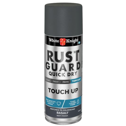 White Knight Rust Guard Quick Dry Touch Up Spray Paint - Basalt Matt Finish 300g