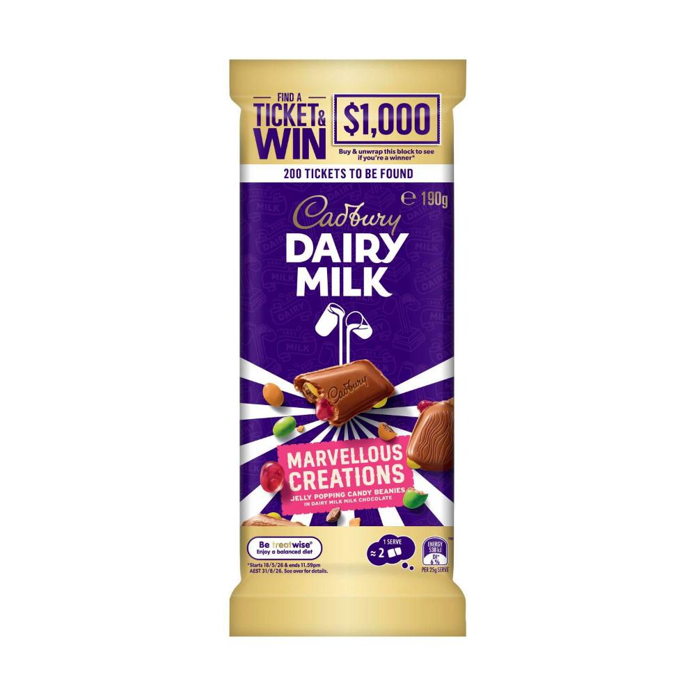 Cadbury Dairy Milk Marvellous Creations Jelly Popping Candy Chocolate Block - 190g