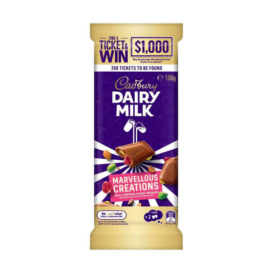Cadbury Dairy Milk Marvellous Creations Jelly Popping Candy Chocolate Block - 190g