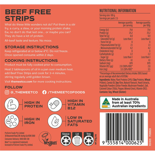 Meet Plant Based Beef Free Strips 250g