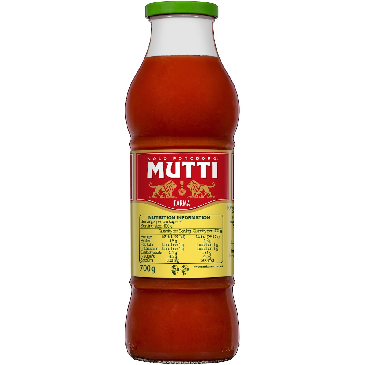 Mutti Passata Tomato Puree With Basil 700g