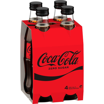 Coca - Cola Zero Sugar Glass Bottle 330ml X 4 Pack