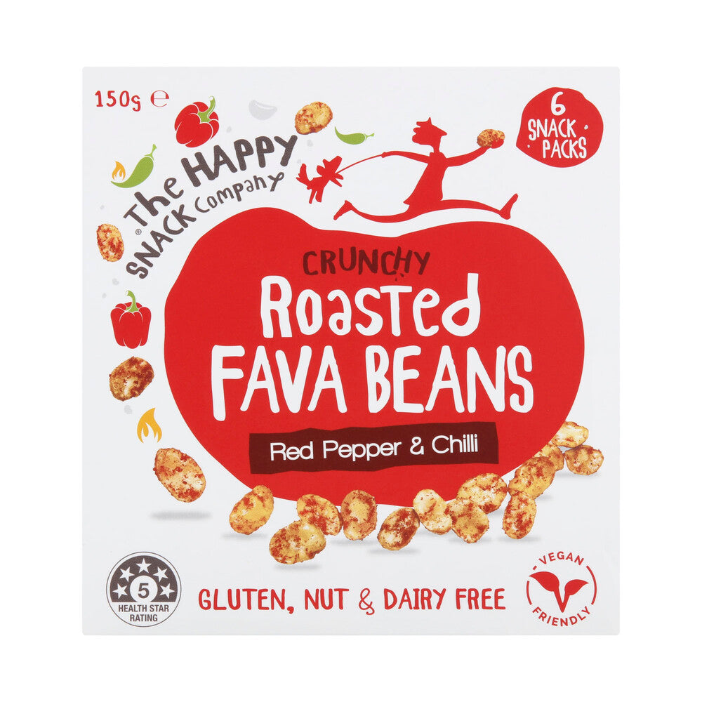 Happy Snack Company Fava Beans Red Pepper & Chilli 6 Pack - 150g