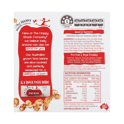 Happy Snack Company Fava Beans Red Pepper & Chilli 6 Pack - 150g