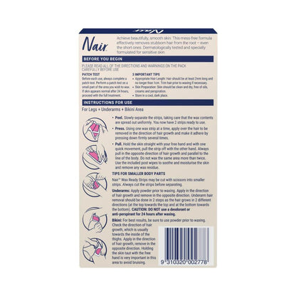 Nair Sensitive Wax Strips For Body & Legs - 40 pack