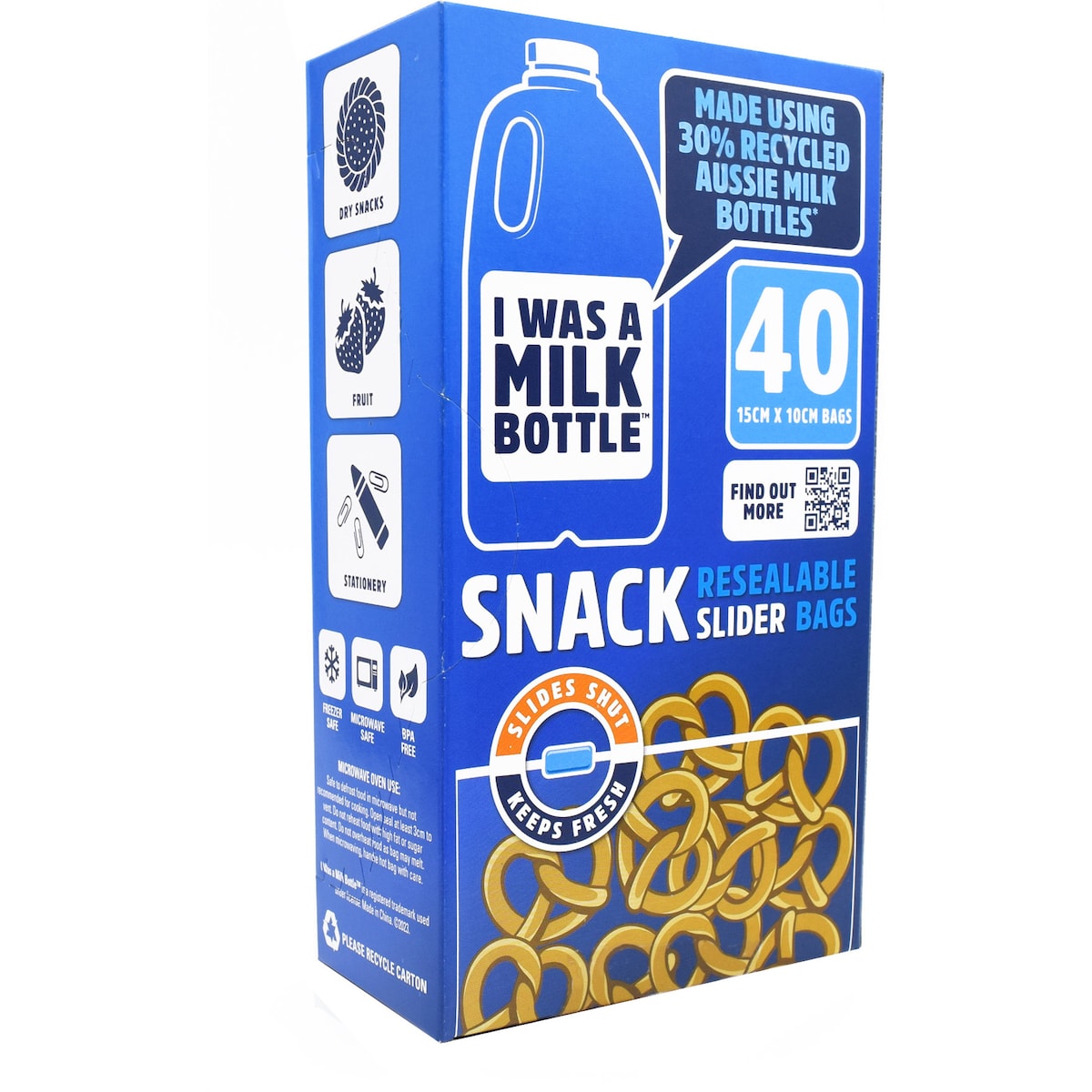 I Was A Milk Bottle Snack Resealable Slider Bags 40 pack