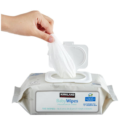 Kirkland Signature Fragrance Free Baby Wipes Gentle White 9 x 100 Pack