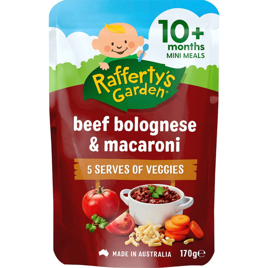 Raffertys Garden Baby Food Pouch Beef Bolognese & Macaroni 10+ Months 170g