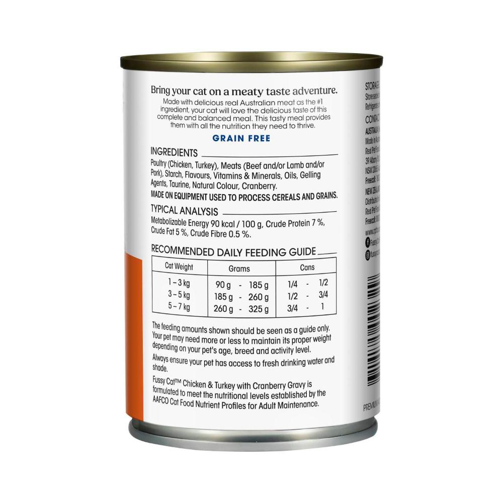 Fussy Cat Grain Free Adult Wet Cat Food Chicken & Turkey With Cranberry - 400g