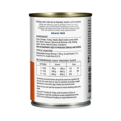 Fussy Cat Grain Free Adult Wet Cat Food Chicken & Turkey With Cranberry - 400g