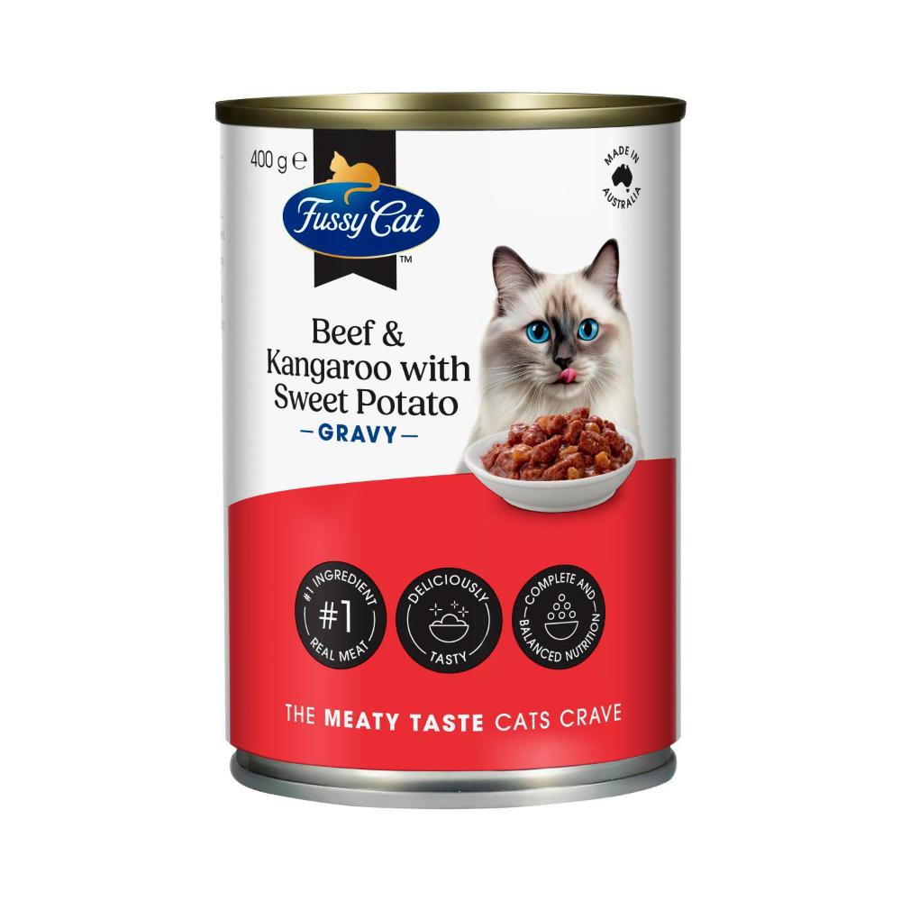 Fussy Cat Grain Free Adult Wet Cat food Beef & Kangaroo With Sweet Potato - 400g
