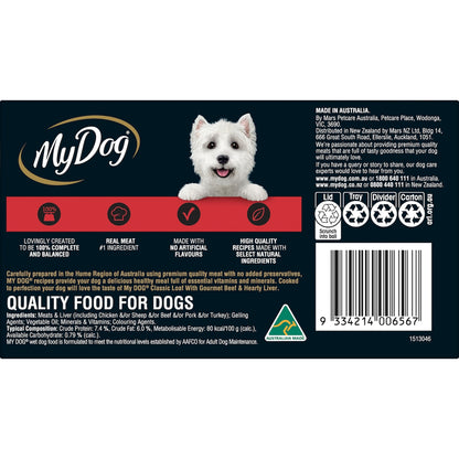 My Dog Adult Classic Loaf Beef & Liver Wet Food Trays 100g X 6 Pack