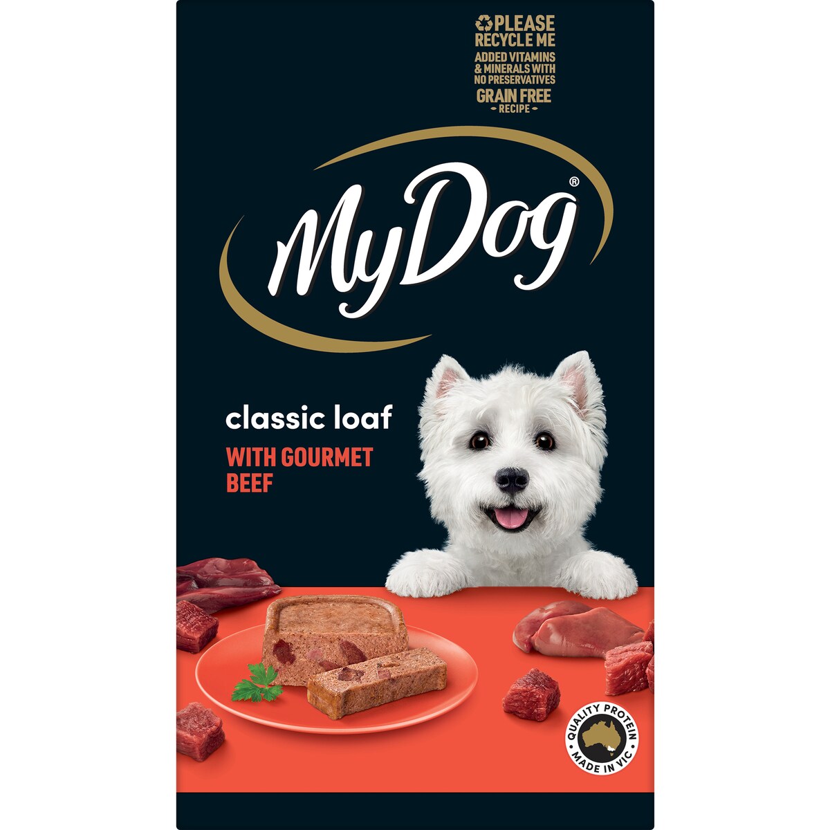 My Dog Adult Wet Dog Food Classic Loaf with Gourmet Beef Trays 100g x 6 pack