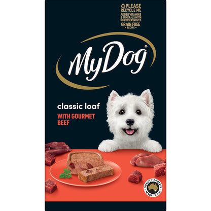 My Dog Adult Wet Dog Food Classic Loaf with Gourmet Beef Trays 100g x 6 pack