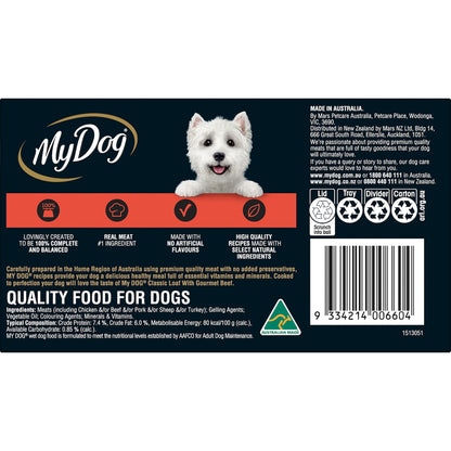 My Dog Adult Classic Loaf Gourmet Beef Wet Food Trays 100g X 6 Pack