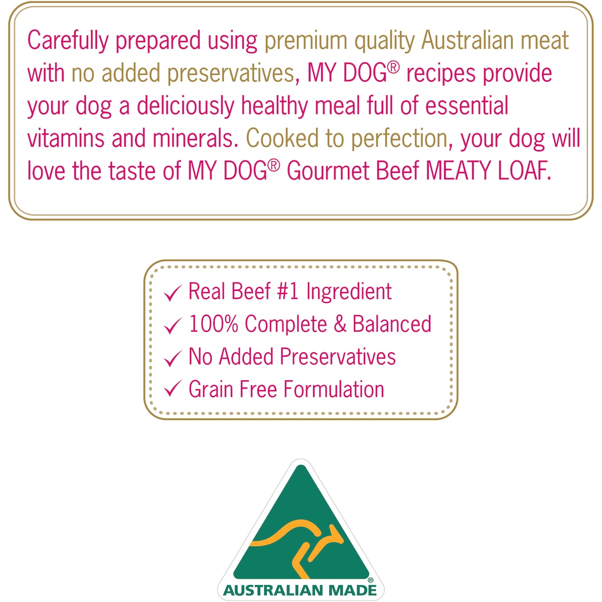 My Dog Adult Classic Loaf Gourmet Beef Wet Food Trays 100g X 6 Pack
