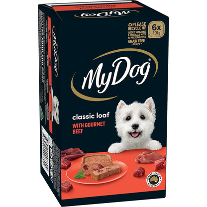 My Dog Adult Classic Loaf Gourmet Beef Wet Food Trays 100g X 6 Pack