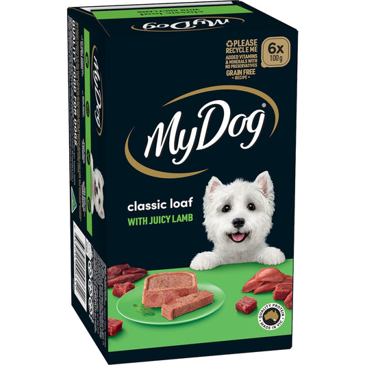 My Dog Adult Wet Dog Food Classic Loaf with Juicy Lamb Trays 100g x 6 pack