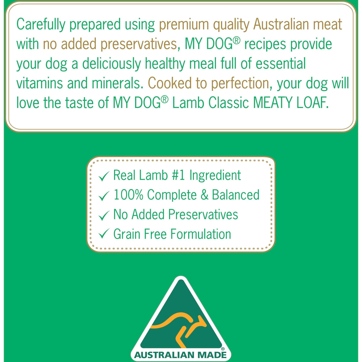 My Dog Adult Classic Loaf Juicy Lamb Wet Food Trays 100g X 6 Pack