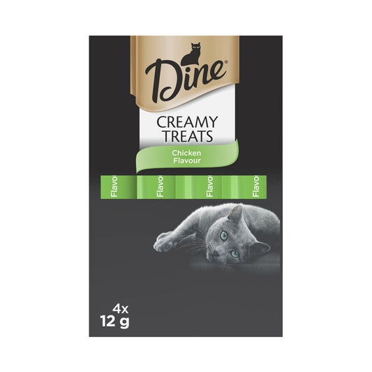 Dine Creamy Treats Cat Treats Chicken Flavour 4x12g Sachets - 4 pack