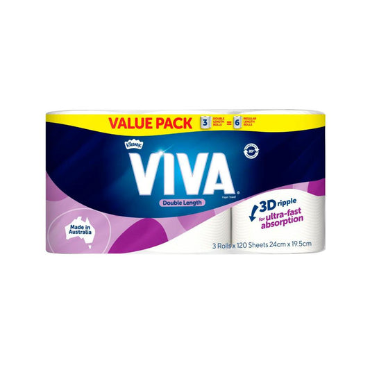 Viva Paper Towel Double Length White - 3 pack