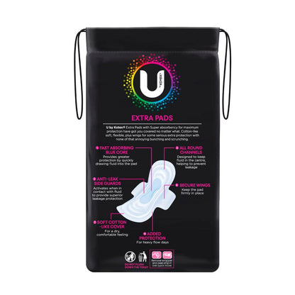 U by Kotex Extra Pads Super With Wings - 14 pack