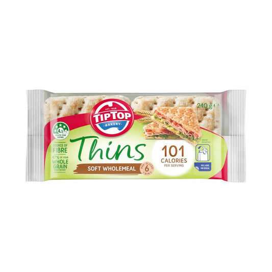 Tip Top Thins Wholemeal 6 Pack - 240g