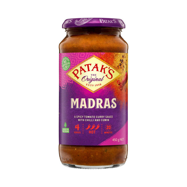 Patak's Madras Simmer Sauce Hot - 450g